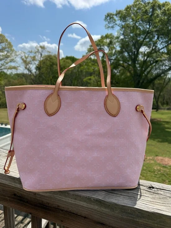 Fashion inspired Pink Canvas Tote Bag with Tan Trim - Picture 1 of 7